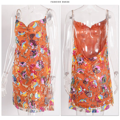 Sequin Backless Slip Mini Chain Straps Short Tulle Cocktail Summer Party Night Lush Prom Dress The Clothing Company Sydney