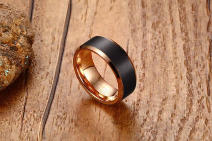Men's Basic Tungsten Carbide Ring Classic 8mm Male Wedding Jewelry Rose-Gold Color The Clothing Company Sydney