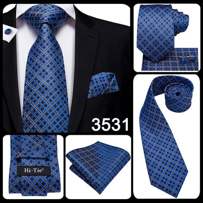 3 Piece Business Classic Blue Black Striped Solid Neck Tie Necktie Pocket Square Cufflinks Wedding Party Silk Tie Set The Clothing Company Sydney