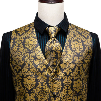 4Piece Mens Vest for Suit Luxury Paisley Floral Plaid Suit Silk Vest and Tie Set Blue Gold Red Sliver Wedding Vest The Clothing Company Sydney