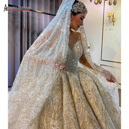 Full beading luxury long lace veil 3*4 sizes ivory color top full beading, down part with pearls Wedding Dress The Clothing Company Sydney