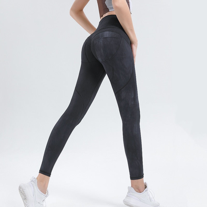 Tie-dye Brushed Hip Fitness Trousers Women High-waist Quick-dry Leggings Peach Hip Yoga Pants The Clothing Company Sydney