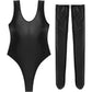 Women's Glossy Stretchy Swimming Suit Swimwear Swimsuit Sleeveless High Cut Slim Fit Bodysuit with Stocking Outfits Clubwear The Clothing Company Sydney