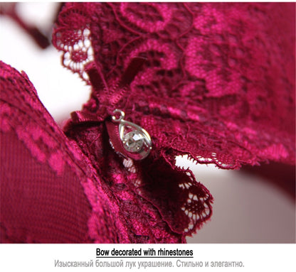 2 Piece underwear Set Lace Push-up Bra And Panty Sets Bow Comfortable Brassiere Bra Adjustable Deep V Lingerie The Clothing Company Sydney