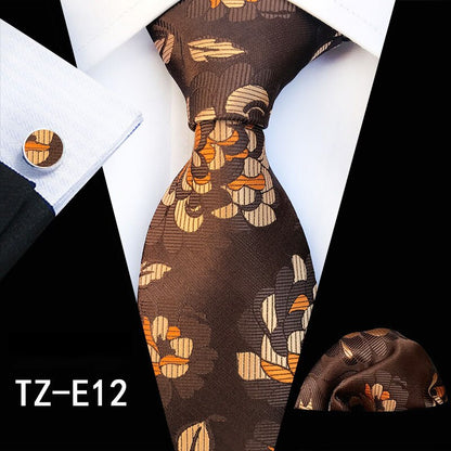 Fashion 8cm Men's Silk Tie Set Red Green Floral Handkershief Cufflinks Necktie Suit Business Wedding Neck Ties Set Gift The Clothing Company Sydney