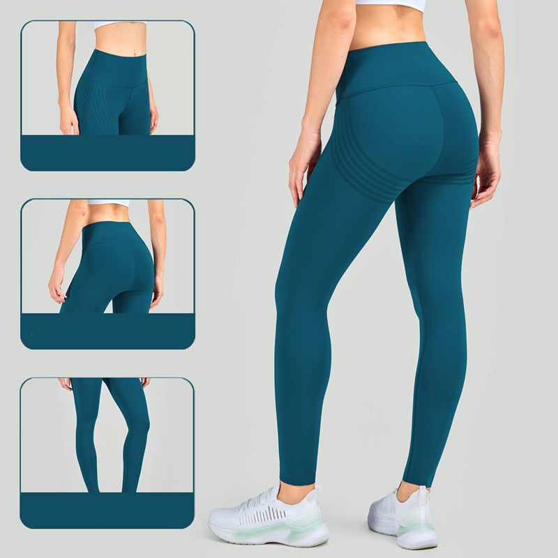 Lycra Fabric Striped Yoga Pants Women High Waist Fitness Leggings Push Up Hips Tight Sports Trousers The Clothing Company Sydney