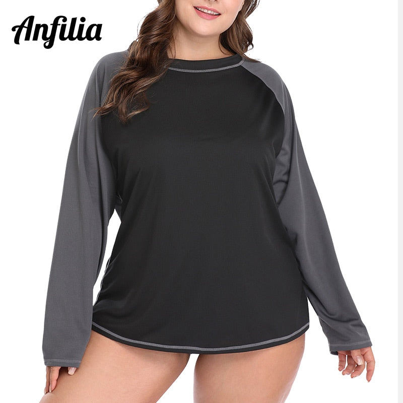 Women's Plus Size Long Rashguard Top UPF 50+ Diving Surf Swimwear Shirts Rash Guard Swimsuit Colorblock Beach Wear The Clothing Company Sydney