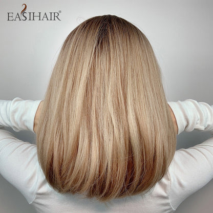 Short Straight Bob Wigs with Bang Golden Brown Natural Synthetic Hair for Women Daily Cosplay Heat Resistant Fiber Wigs The Clothing Company Sydney