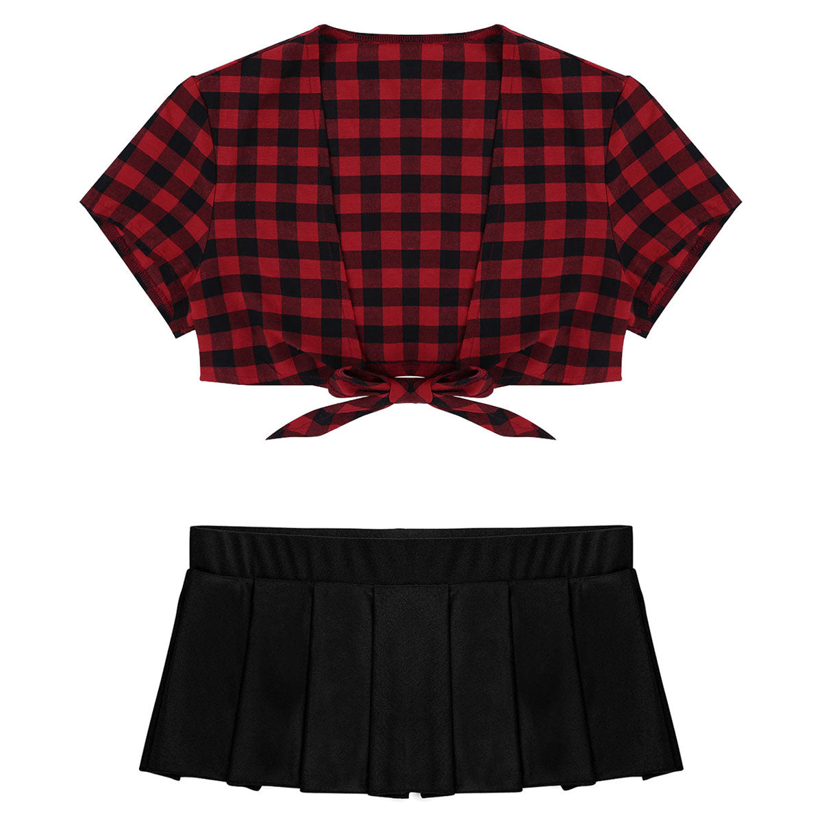 Adult's Cosplay Students Uniform Schoolgirl Costume Outfit Short Sleeve Night Clubwear Deep V Crop Top Pleated Mini Skirt The Clothing Company Sydney