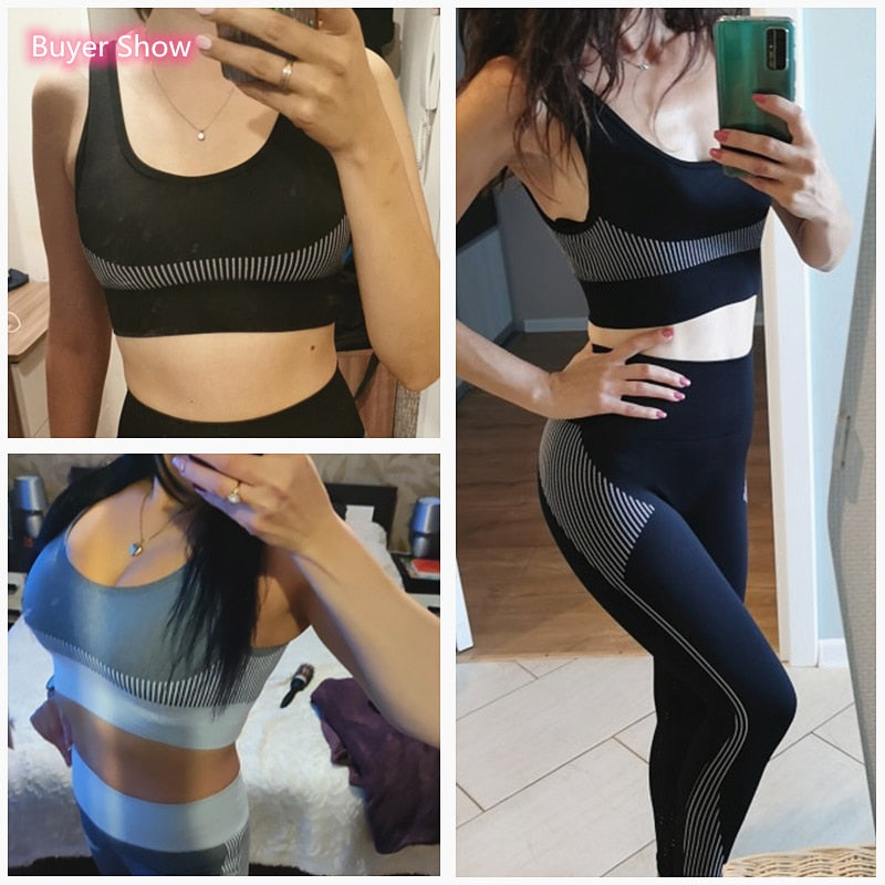 Seamless Yoga Set Women Dry Fit Two 2 Piece Tight Crop top Bra Legging Sportsuit Workout Outfit Fitness Wear Gym Set The Clothing Company Sydney