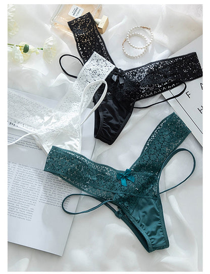 Women's Lace Panties Low-waist Temptation Lingerie Ladies Cross Strap G String Thong Hollow out Solid Underwear The Clothing Company Sydney