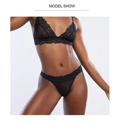 2 Piece Lingerie Set Lace Transparent Bra Set Dot Mesh Bralette Push Up Brassiere T Back Panties Sets Backless V Neck Bra The Clothing Company Sydney