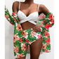 Three Piece Bikini Set Cover Up Swimwear Swimsuit Print Long Sleeve Bathing Suit Beachwear The Clothing Company Sydney