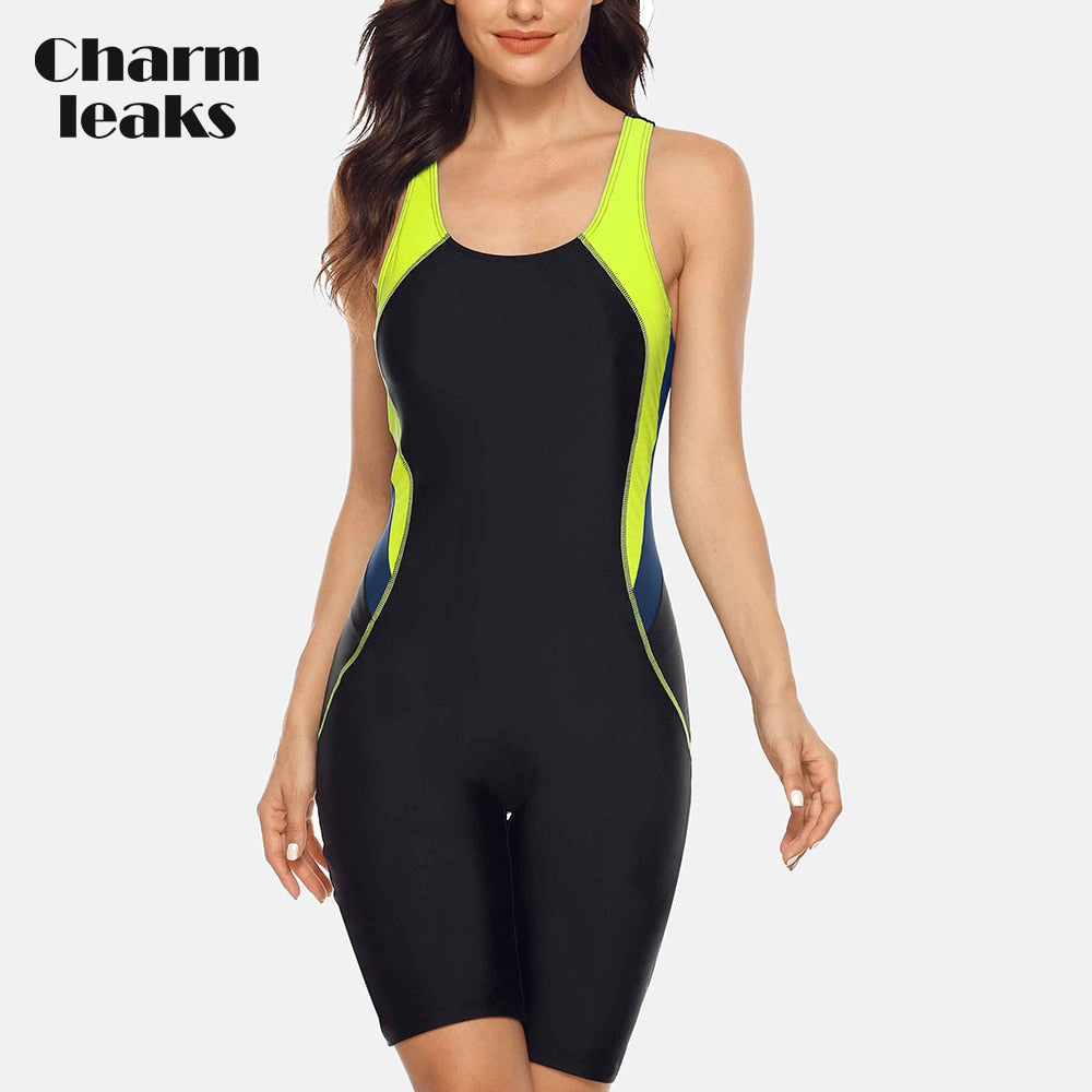 Women‘s One Piece Pro Sports Swimwear Athlete Sports Swimsuit Boyleg Beach Wear Colorblock Racerback Bathing Suits The Clothing Company Sydney