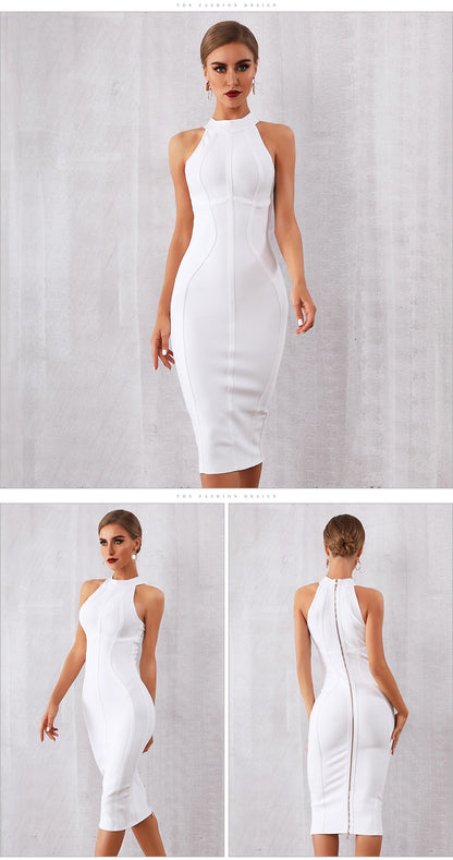 Summer White Women Bodycon Bandage Dress Elegant Tank Sleeveless Club Celebrity Evening Runway Party Dresses The Clothing Company Sydney