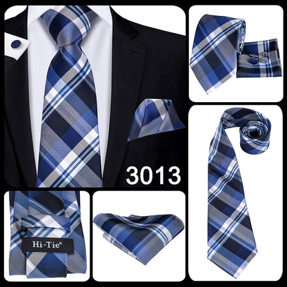 3 Piece Business Classic Blue Black Striped Solid Neck Tie Necktie Pocket Square Cufflinks Wedding Party Silk Tie Set The Clothing Company Sydney