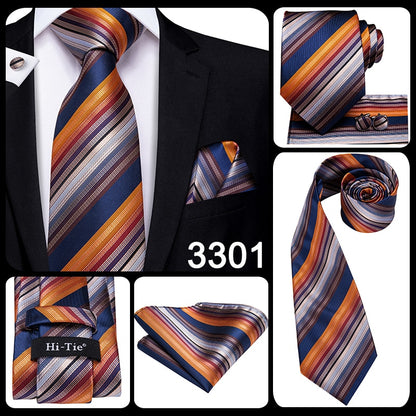 3 Piece Business Classic Blue Black Striped Solid Neck Tie Necktie Pocket Square Cufflinks Wedding Party Silk Tie Set The Clothing Company Sydney