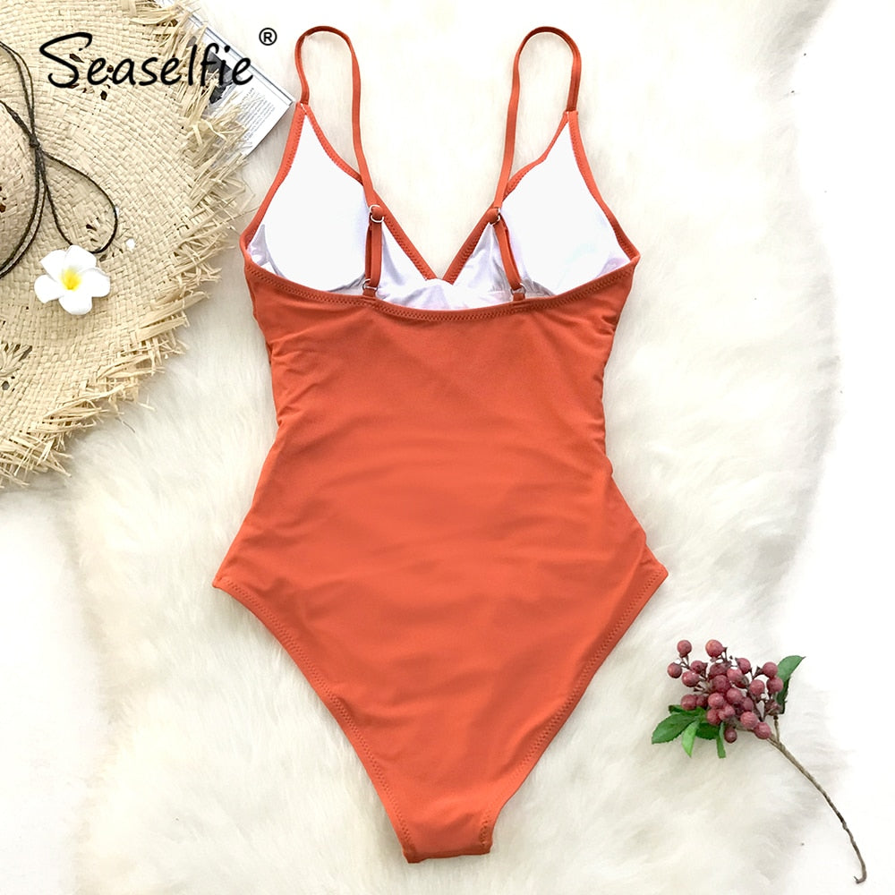 V-neck One-Piece Swimsuit Monokini Beach Bathing Suit Swimwear The Clothing Company Sydney