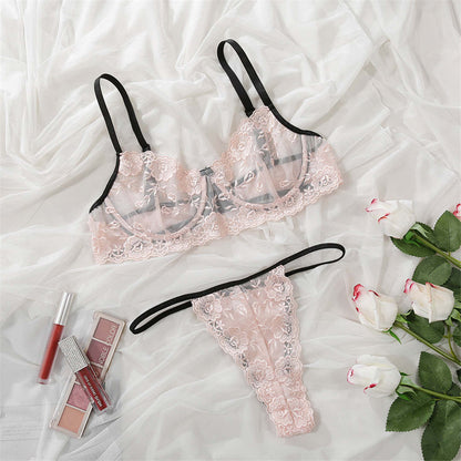 2 Piece Underwear See Through Bra Embroidery Floral Lingerie Transparent Set Clothing Company Sydney