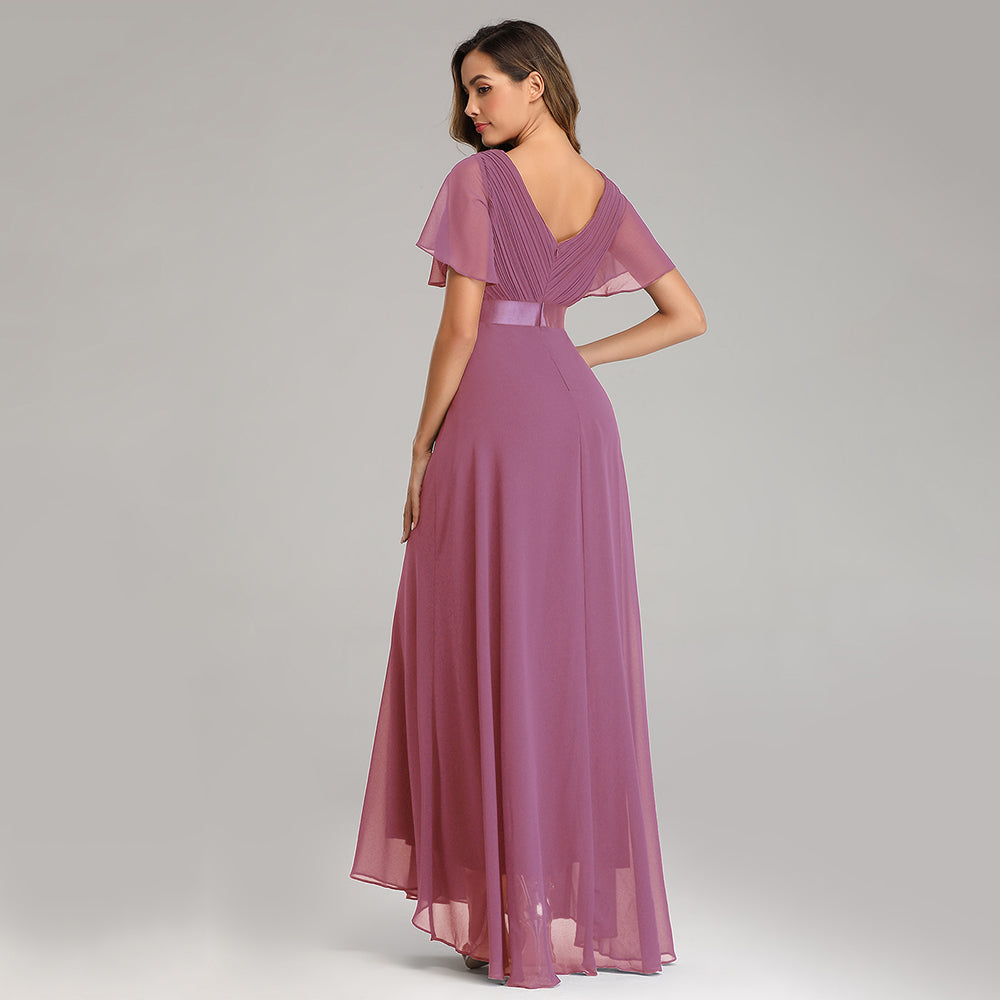 Elegant V-Neck Ruffles Chiffon Evening Gown  Wedding Party Cocktail Formal Dress The Clothing Company Sydney