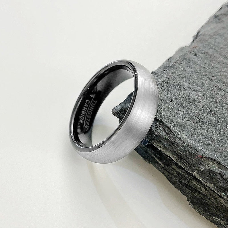 Basic 6mm Men Wedding Black Tungsten Carbide Ring, Matte Finished Minimalist Finger Bands Jewellery The Clothing Company Sydney