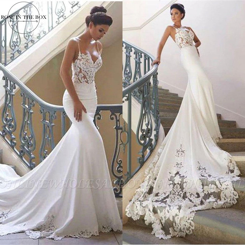 Romantic Bohemian Lace Mermaid Boho Wedding Dresses Backless Spaghetti Straps Wedding Bridal Gowns The Clothing Company Sydney