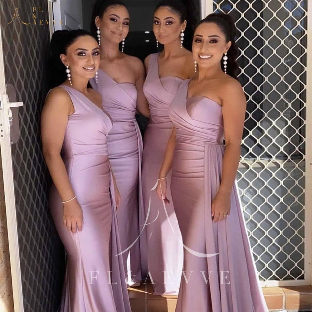 Mermaid Bridesmaid Dresses One Shoulder Dresses Elegant Wedding Elastic Satin Party Bridesmaids Gowns The Clothing Company Sydney