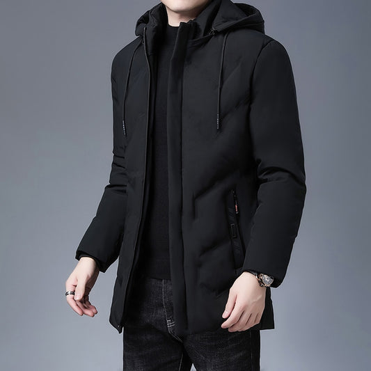 Brand Hooded Casual Fashion Long Thicken Outwear Parkas Jacket Men Winter Windbreaker Coats Men Clothing The Clothing Company Sydney