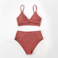 Twist Tank High-Waist Bikini Sets Swimwear Swimsuits Bathing Suit Solid Red V-neck Bikinis Beachwear The Clothing Company Sydney