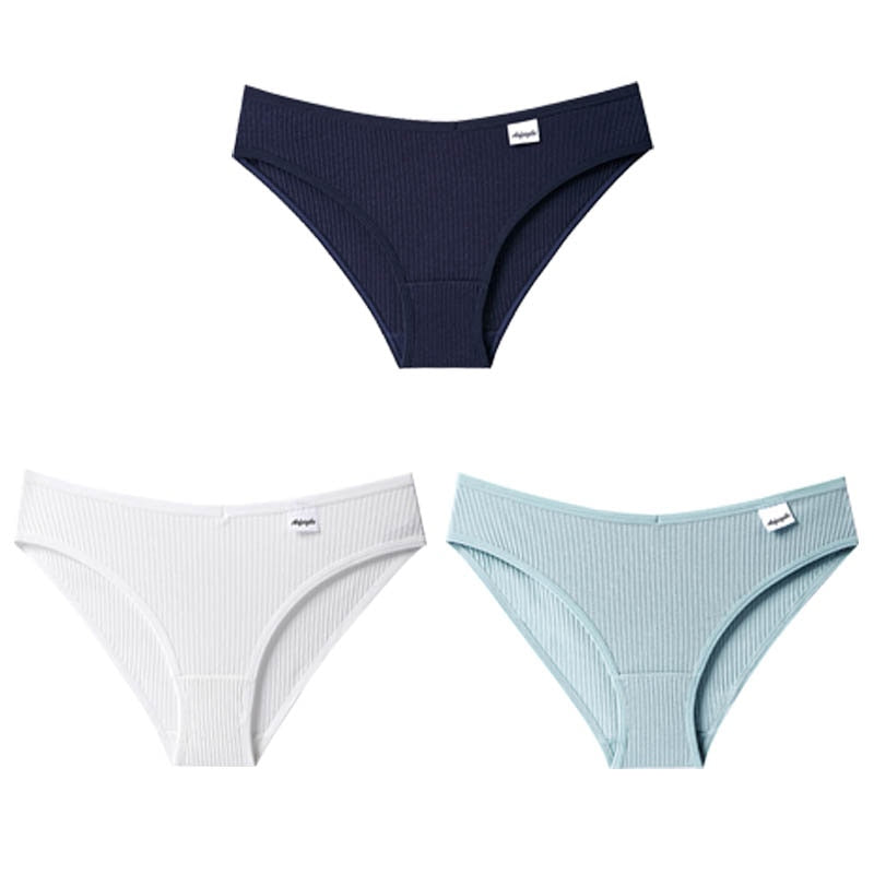 Panties Striped Cotton Underwear Solid Color Briefs Low-Rise Soft Panty Women Underpants Female Lingerie The Clothing Company Sydney