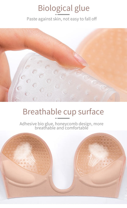 Invisible Push Up Strapless Bras Dress Wedding Party Sticky Self-adhesive Silicone Brassiere Breathable Deep U Bra Underwear The Clothing Company Sydney
