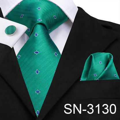 3 Piece Men's Tie Silk Necktie 8.5cm Wide New Fashion Plaid Ties Business Wedding Light Blue Necktie Hanky Cufflinks Set The Clothing Company Sydney