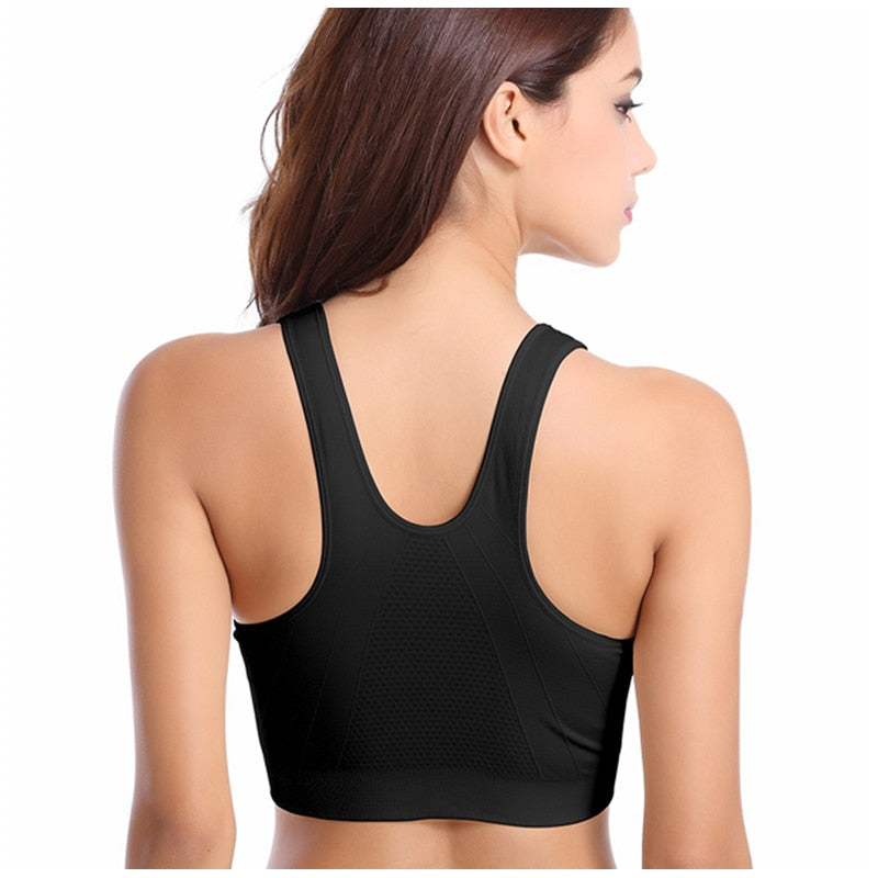 Women's Zipper Push Up Sports Bras,Plus Size Padded Wirefree Breathable  Sports Tops,Fitness Gym Yoga Sports Bra Top