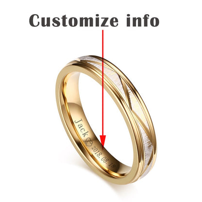 Wedding Rings for Love Matte Finish Stainless Steel Gold Color Women Men Couple Bands Personalized Engrave Gift The Clothing Company Sydney