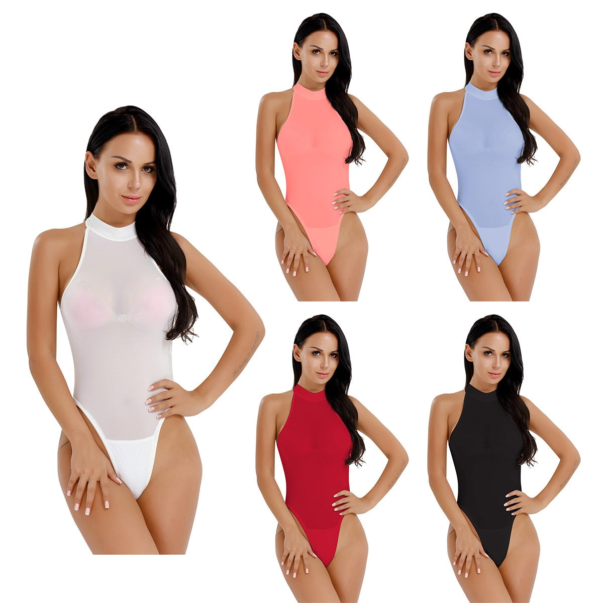 Mock Neck Zipper Swimwear One Piece Swimsuit Sexy Bathing Suits Lingerie High Cut Sleeveless Leotard Bodysuit Jumpsuit The Clothing Company Sydney