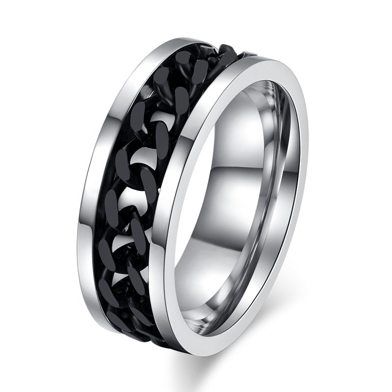 Vnox Spinner Black Chain Ring for Men Punk Titanium Steel Metal Finger Jewellery The Clothing Company Sydney