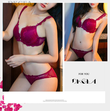 2 Piece underwear Set Lace Push-up Bra And Panty Sets Bow Comfortable Brassiere Bra Adjustable Deep V Lingerie The Clothing Company Sydney