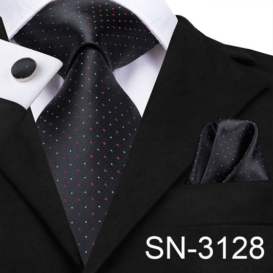 3 Piece Men's Tie Silk Necktie 8.5cm Wide New Fashion Plaid Ties Business Wedding Light Blue Necktie Hanky Cufflinks Set The Clothing Company Sydney