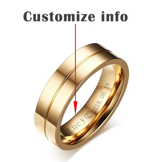 Trendy Wedding Bands Rings for Women Men Love Gift Gold-color Stainless Steel CZ Promise Couple Jewellery The Clothing Company Sydney