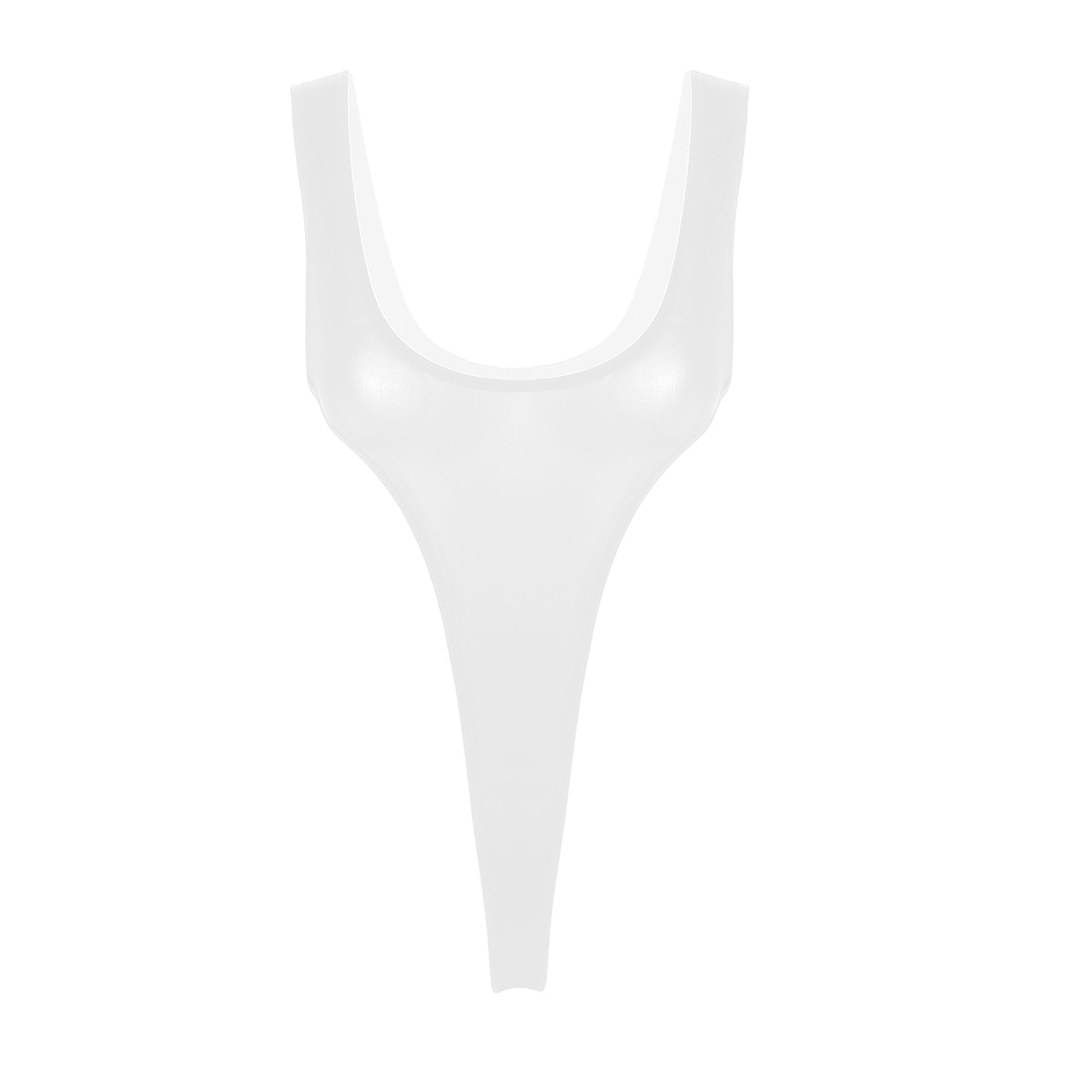 YIZYIF Womens See Through High Cut One Piece Swimsuit Backless Thong  Brazilian Bikini Swimwear White-A One Size 