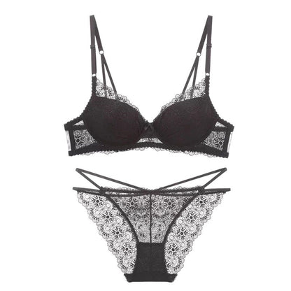 Super Gather Fashion Black Underwear Bra Set Push Up Brassiere Cotton Thick Deep V Bras Lace Lingerie Sets Embroidery Lingerie Set The Clothing Company Sydney