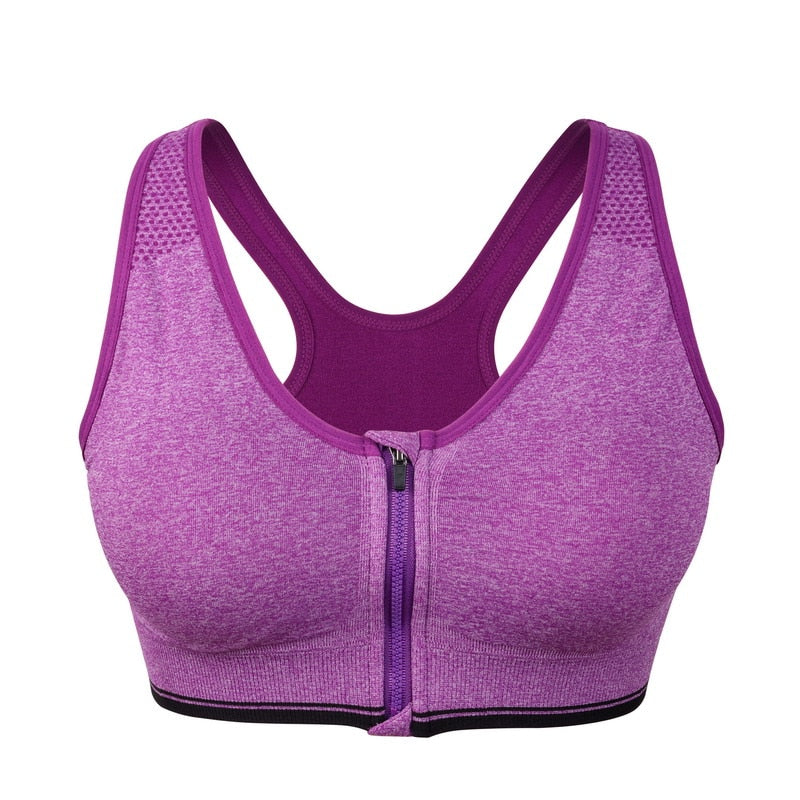 Women's Zipper Push Up Sports Bras,Plus Size Padded Wirefree Breathable Sports Tops,Fitness Gym Yoga Sports Bra Top The Clothing Company Sydney