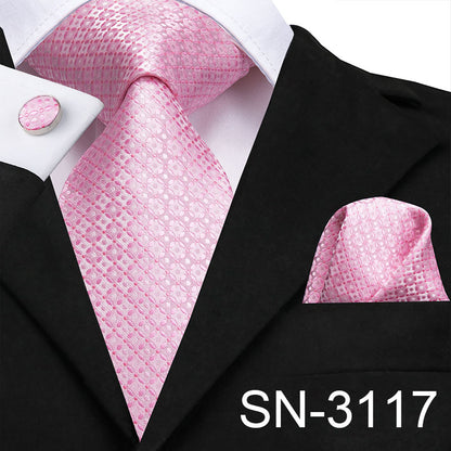 3 Piece Men's Tie Silk Necktie 8.5cm Wide New Fashion Plaid Ties Business Wedding Light Blue Necktie Hanky Cufflinks Set The Clothing Company Sydney