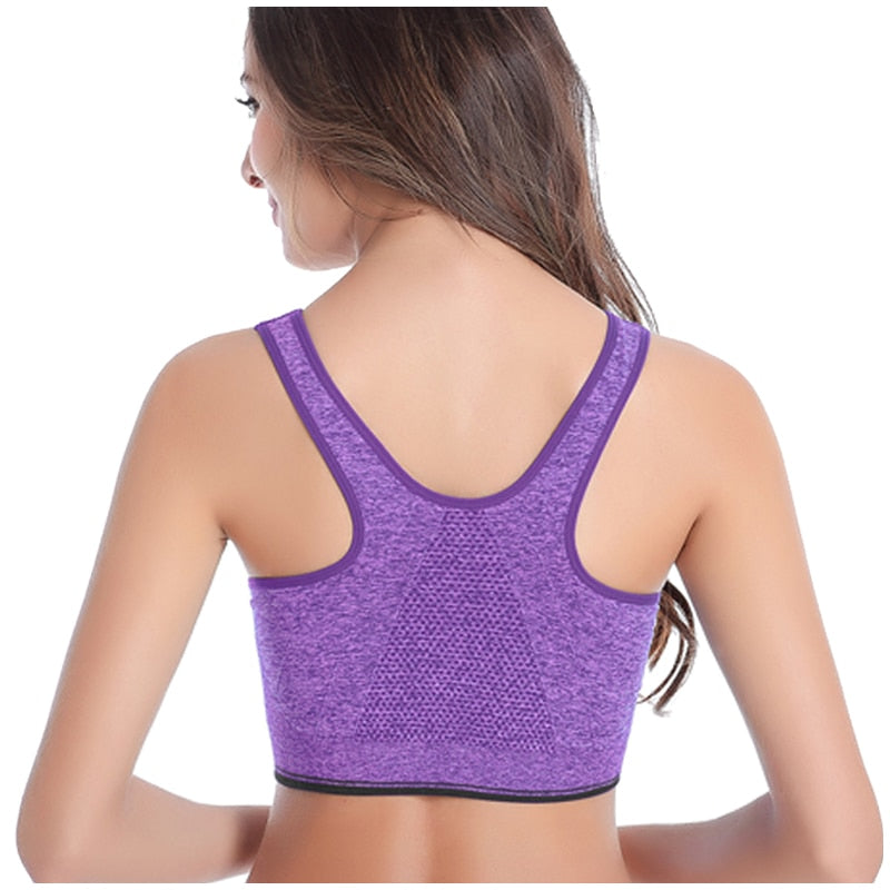 Women's Zipper Push Up Sports Bras,Plus Size Padded Wirefree Breathable Sports Tops,Fitness Gym Yoga Sports Bra Top The Clothing Company Sydney