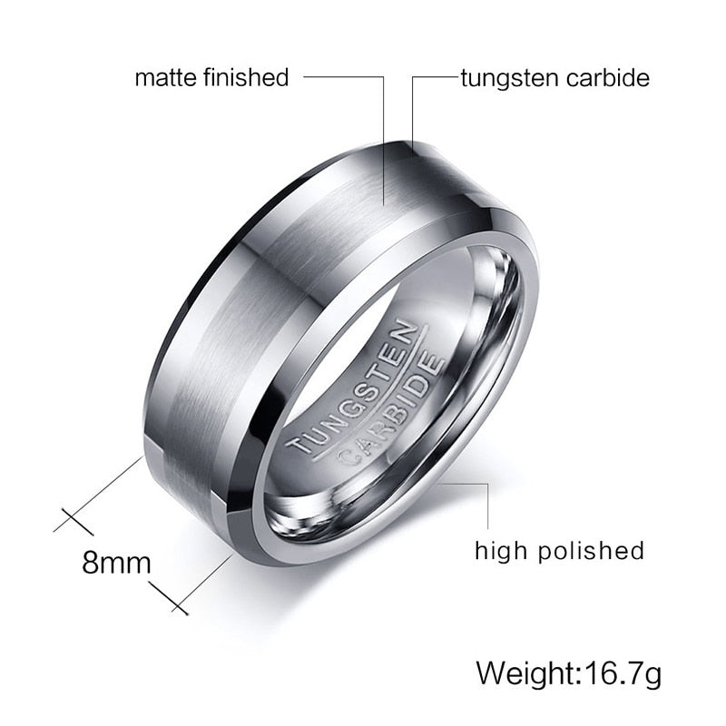 Classical 100% Tungsten Carbide Ring for Men Wedding Jewelry The Clothing Company Sydney