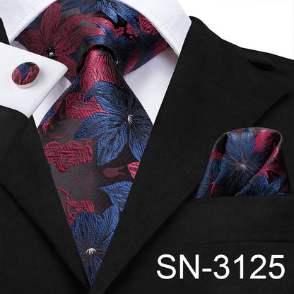 3 Piece Men's Tie Silk Necktie 8.5cm Wide New Fashion Plaid Ties Business Wedding Light Blue Necktie Hanky Cufflinks Set The Clothing Company Sydney