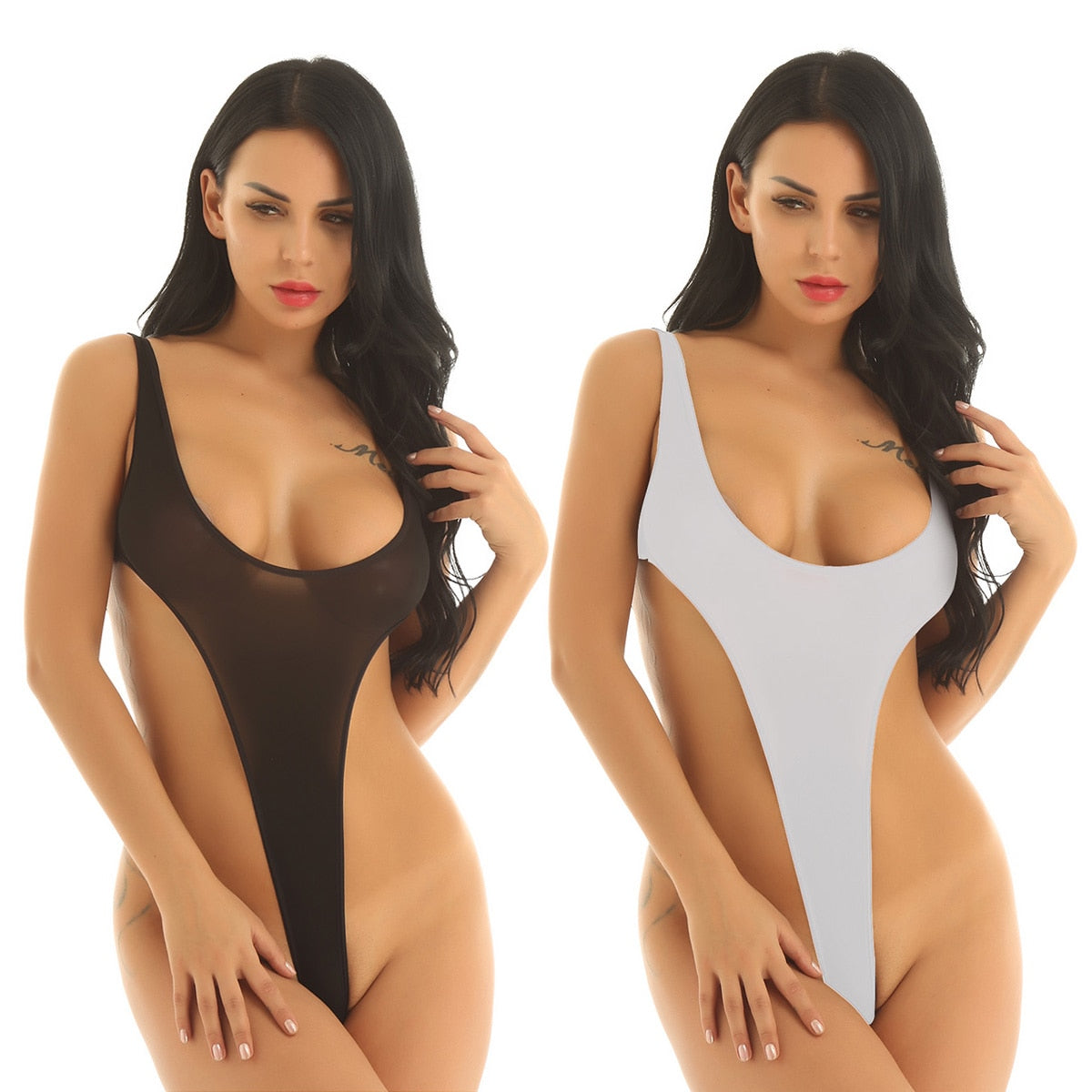 Adults Transparent Swimsuit Fused High Cut Monokini Thong Leotards Bodysuit One Piece Perspective Sheer Lingerie Swimwear The Clothing Company Sydney