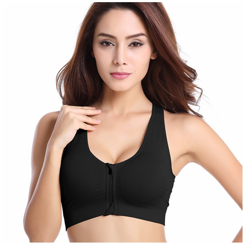 Women's Zipper Push Up Sports Bras,Plus Size Padded Wirefree Breathable  Sports Tops,Fitness Gym Yoga Sports Bra Top