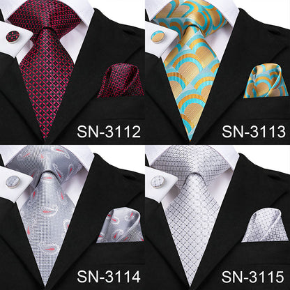 3 Piece Men's Tie Silk Necktie 8.5cm Wide New Fashion Plaid Ties Business Wedding Light Blue Necktie Hanky Cufflinks Set The Clothing Company Sydney