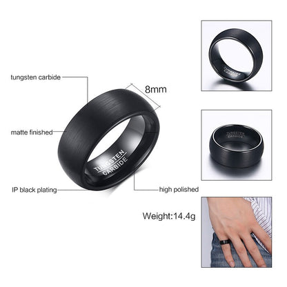 Black TUNGSTEN CARBIDE Rings for Men 8mm Wedding Band Interface Matt Surface Classic Alliance Jewellery Anniversary Gift The Clothing Company Sydney